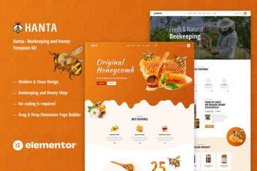 best beekeeping Elementor template kit instant download