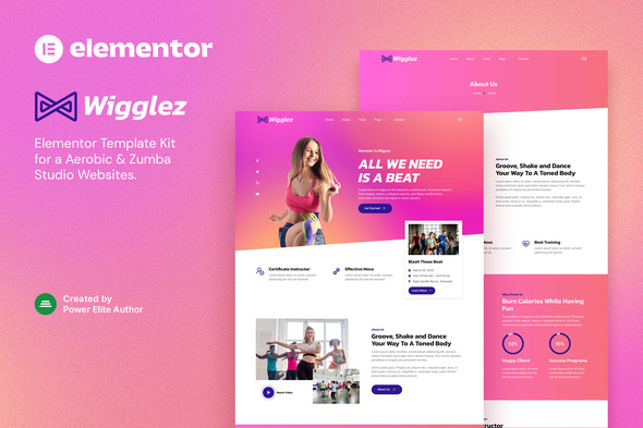 Wigglez – Aerobic & Zumba Studio Elementor Template Kit best Wigglez Zumba studio Elementor template kit download