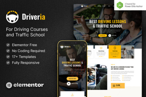 best Elementor driving school template instant download