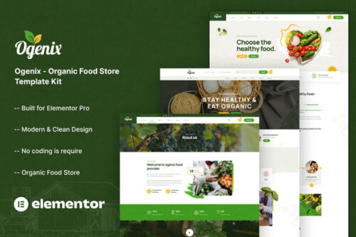 best organic food store Elementor template kit download