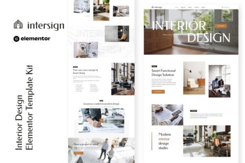 best interior design Elementor template kit instant download