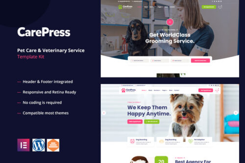best pet care veterinary Elementor template download