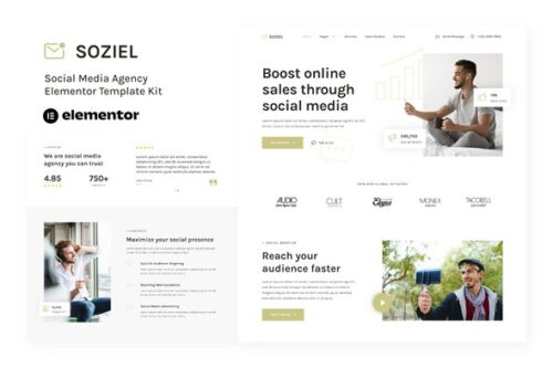 best social media agency Elementor template kit download