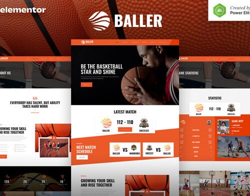 Baller – Basketball Team & Sports Club Elementor Template Kit
