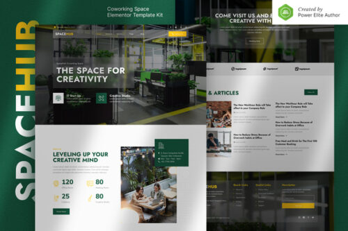 best coworking space Elementor template kit download