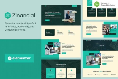 Best Zinancial finance Elementor template kit download