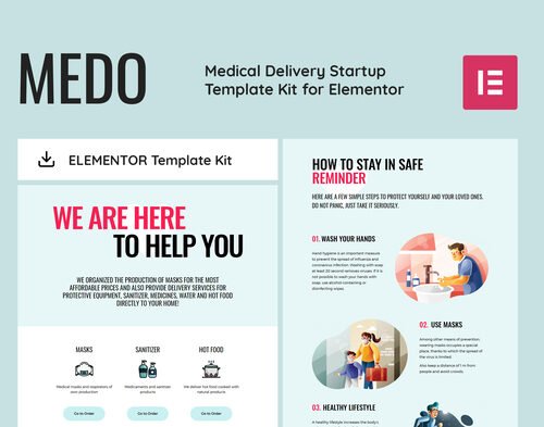 MEDO - Medical Delivery Startup Elementor Template Kit