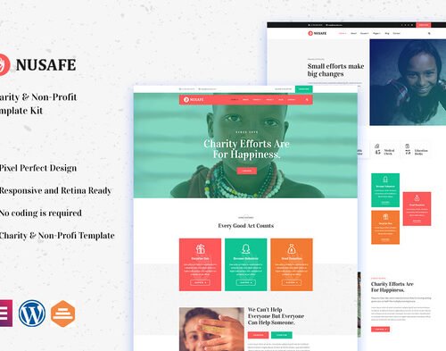 Nusafe - Charity & Non-Profit Elementor Template Kit
