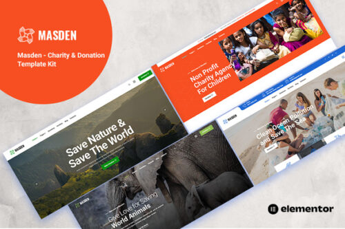 best Masden charity template kit for Elementor download
