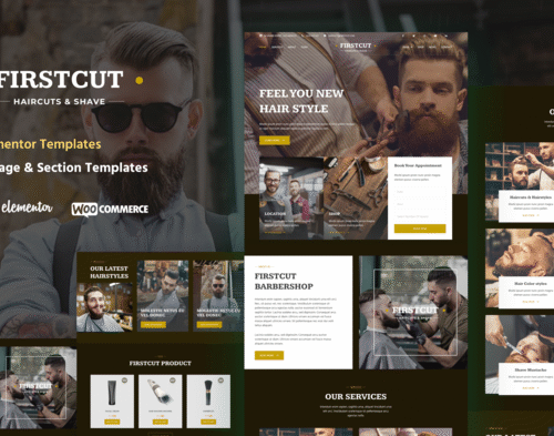 FirstCut - Barbershop & Men's Grooming Elementor Template Kit