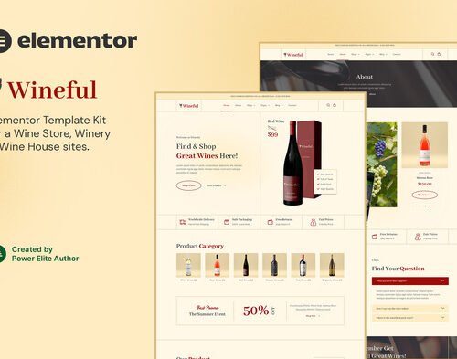 Wineful – Wine Store & Winery Elementor Template Kit