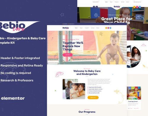 Bebio - Kindergarten & Baby Care Elementor Template Kit