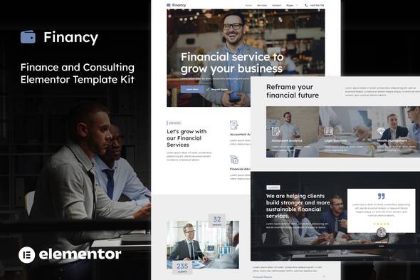 Financy - Finance & Consulting Elementor Template Kit best finance consulting Elementor template kit download