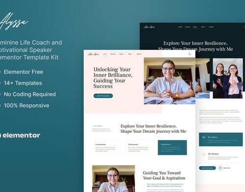 Alyssa – Feminine Life Coach & Motivational Speaker Elementor Template Kit