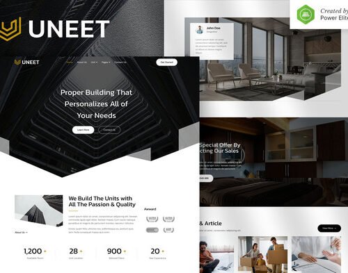 Uneet – Apartment & Single Property Real Estate Elementor Template Kit