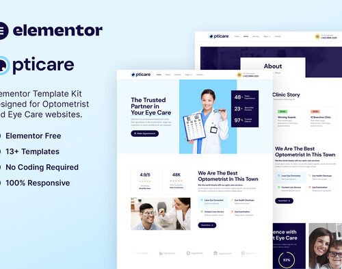 Opticare – Optometrist & Eye Care Elementor Template Kit