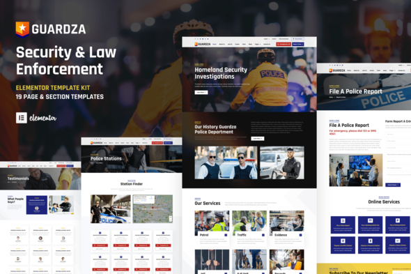 Guardza - Security & Law Enforcement Elementor Template Kit best Guardza Elementor template for security website download