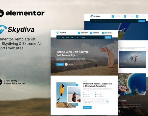 Skydiva – Skydiving & Extreme Air Sports Elementor Template Kit
