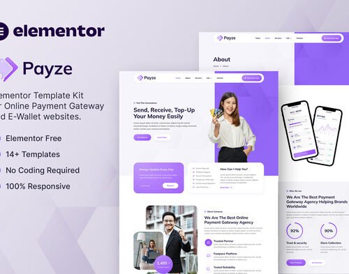 Payze – Online Payment Gateway & E-Wallet Elementor Template Kit