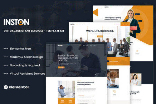 best virtual assistant Elementor template kit download