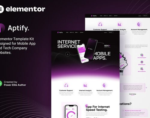 Aptify – Mobile App Landing Page & Tech Company Elementor Template Kit