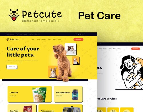 Pet Cute - Pet Care & Veterinary Elementor Template Kit