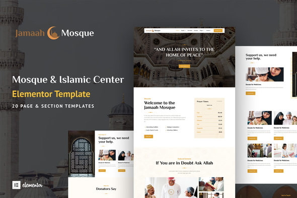 Jamaah - Mosque & Islamic Center Elementor Template Kit best mosque website template for Elementor instant download