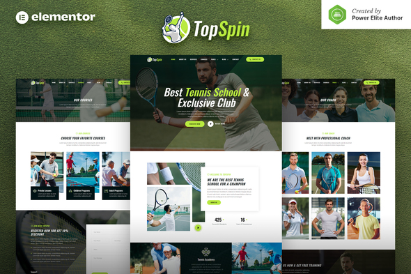 TopSpin – Tennis School & Sports Club Elementor Template Kit best TopSpin tennis school website template download