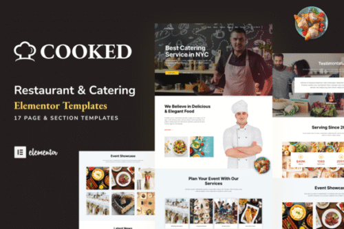 best Cooked Elementor catering template kit instant download
