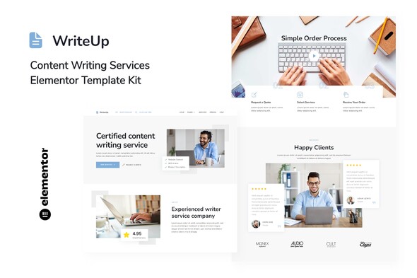 WriteUp - Content Writing Services Elementor Template Kit best WriteUp Elementor template kit instant download