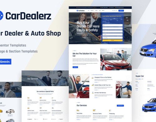 CarDealerz - Auto Dealer & Auto Shop Website Elementor Template Kit