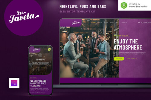 best bar Elementor template kit instant download