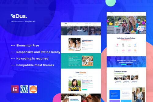 best Edus education Elementor template kit instant download