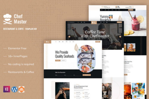 best restaurant Elementor template kit instant download