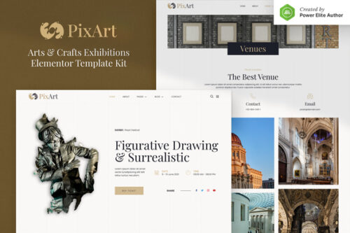best arts exhibition Elementor template instant download