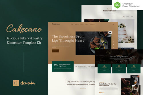 best Cakecane bakery Elementor template instant download