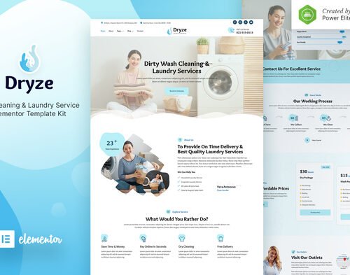 Dryze – Dry Cleaning & Laundry Service Elementor Template Kit