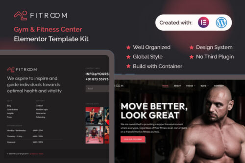 best gym Elementor template kit instant download