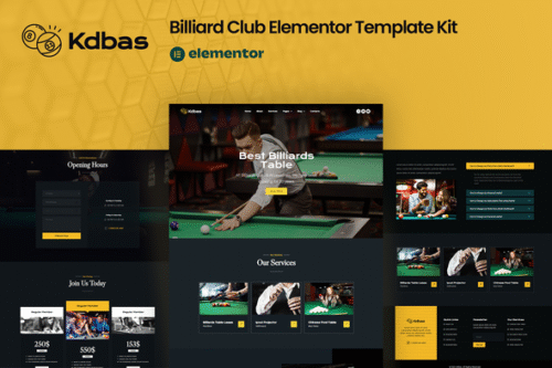 Best Kdbas Billiard Club Template Kit for WordPress download