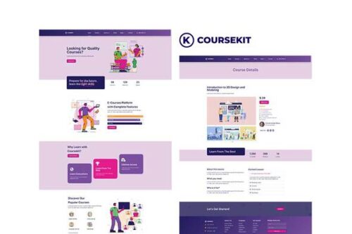 best e-Learning Elementor template kit instant download