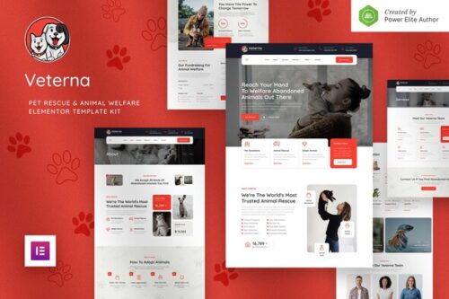 best Veterna pet rescue Elementor template download