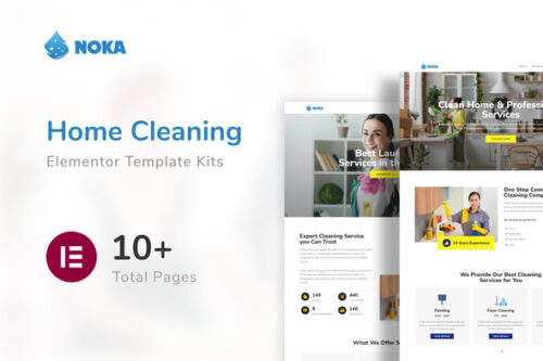 best Noka cleaning business Elementor template kit download