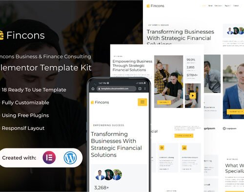 Fincons - Business & Finance Consulting Elementor Template Kit