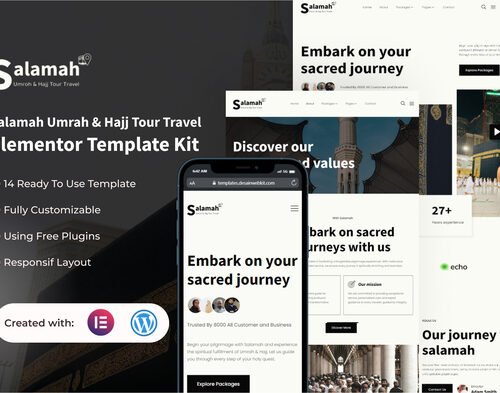 Salamah - Umrah & Hajj Tour Travel Elementor Template Kit