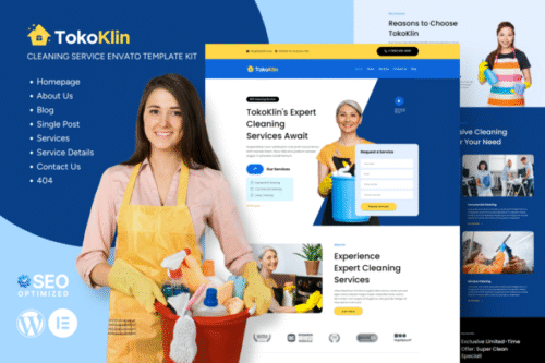 best cleaning service Elementor template kit instant download