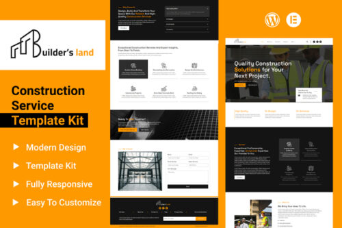 best construction Elementor template kit for builders download