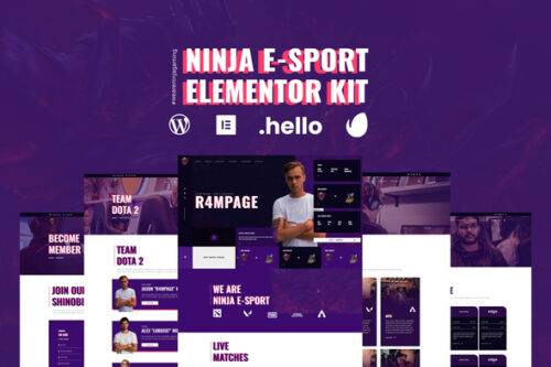 best esports gaming Elementor template kit instant download