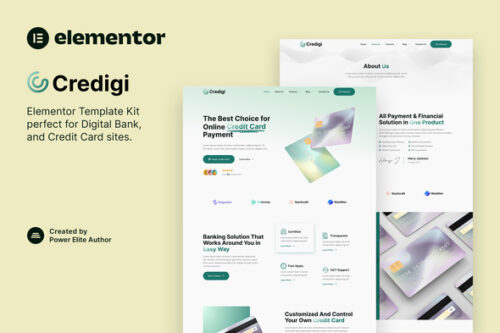 best digital bank Elementor template kit instant download