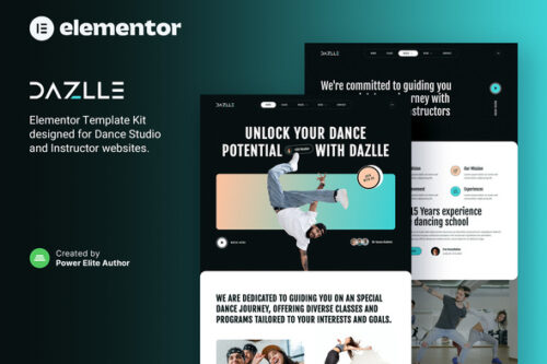 best dance studio Elementor template instant download