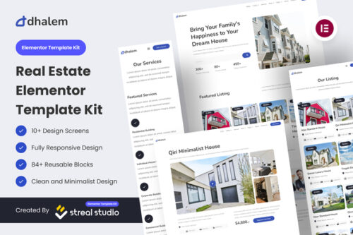 best Dhalem Real Estate Elementor template kit download